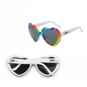 Regenbogen Herz-Sonnenbrille mit Logo - Regenbogen Sonn...