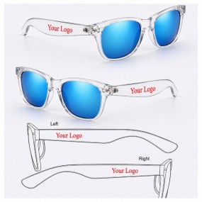 Transparente Sonnenbrille mit blau verspiegelten Gläser...